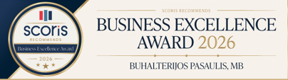 Scoris apdovanojimas „Business Excellence Award 2026“, suteiktas MB „Buhalterijos pasaulis“